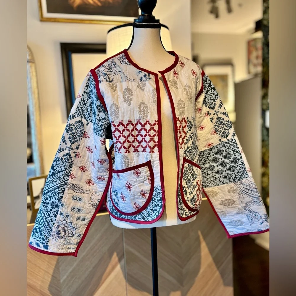 🧵 HANDMADE (by me!) Patchwork Quilted Short Jacket - SMALL/MEDIUM - Picture 8 of 15